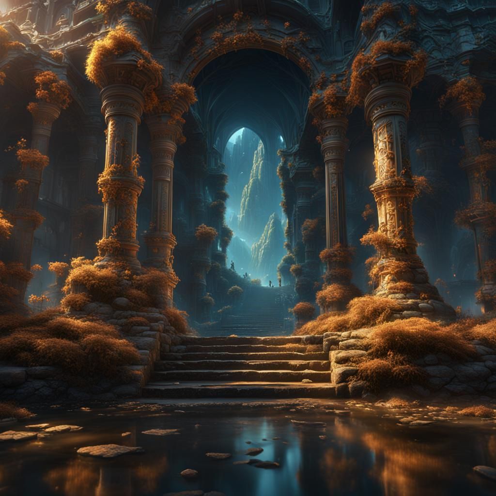 Fantastical Detailed Matte Painting in Deep Color