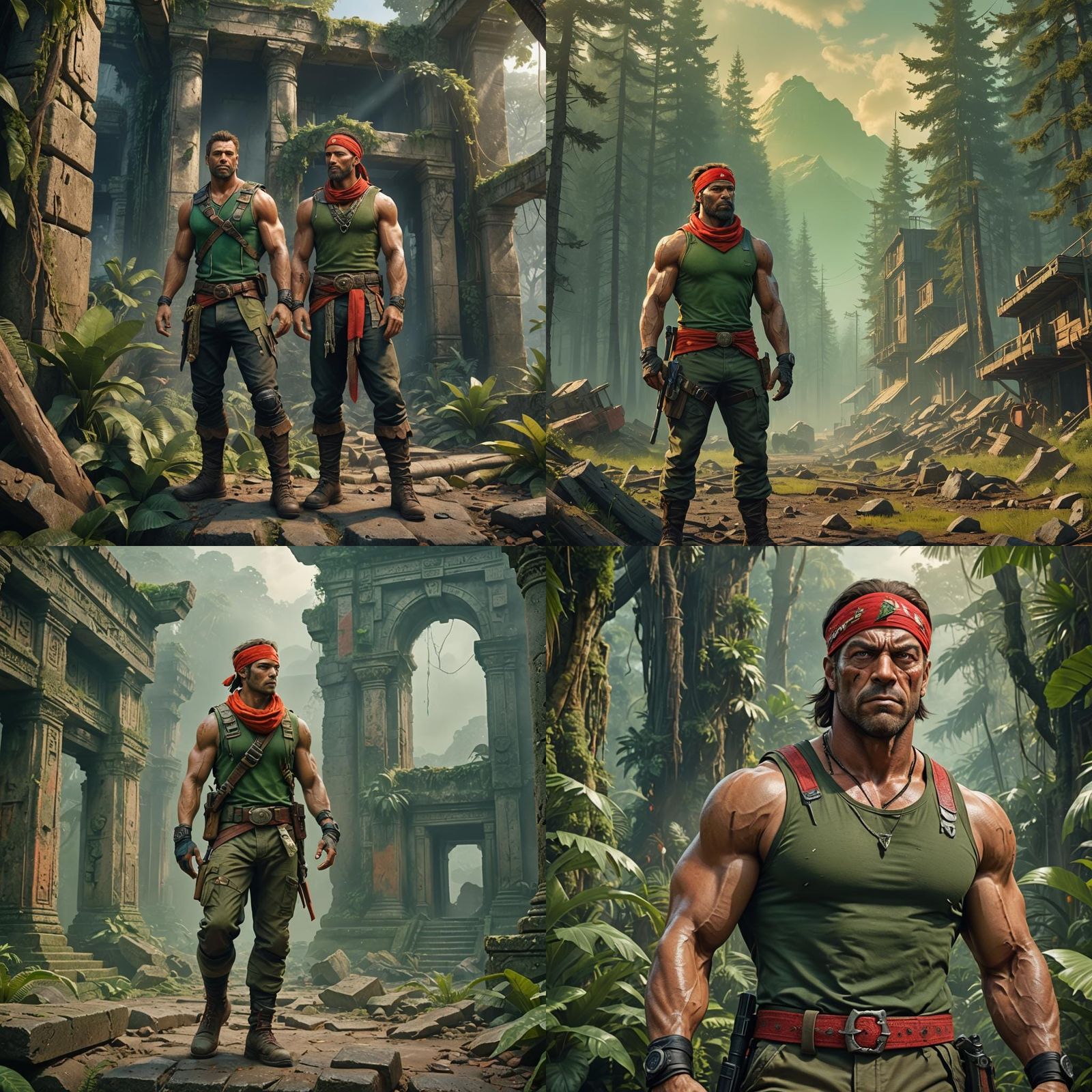 Catachan Mercenary in Tanktop: Detailed Matte Painting