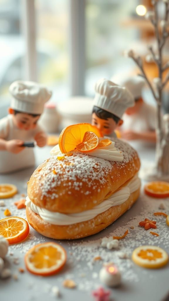 Miniature Pastry Chefs Decorate Golden Éclair in Whimsical B...