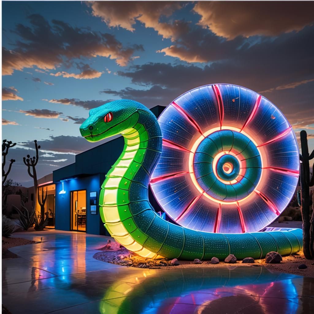 Modern Desert Restaurant 'Snake' at Sunset