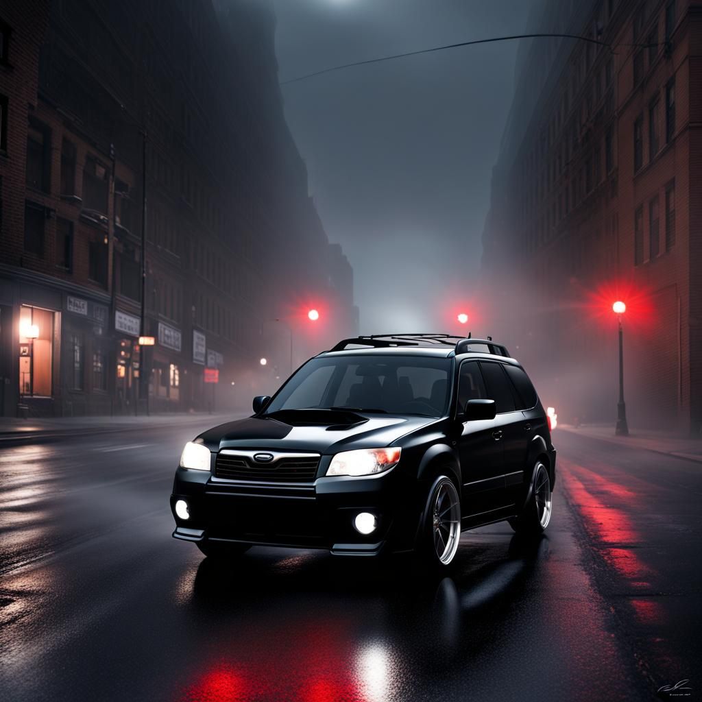 Subaru Forester XT in Downtown Denver Fog