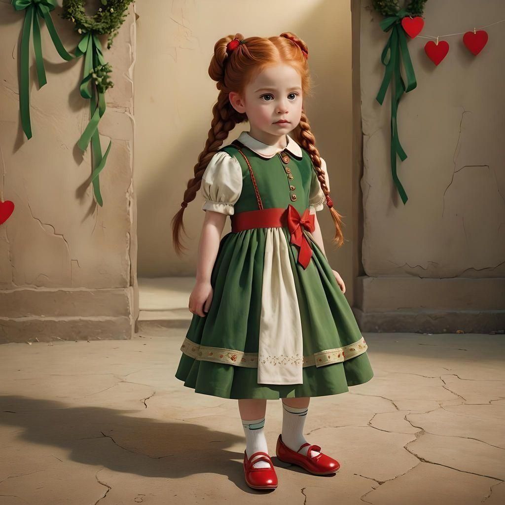 Red-Haired Girl with Braids in Fantasy Art Style
