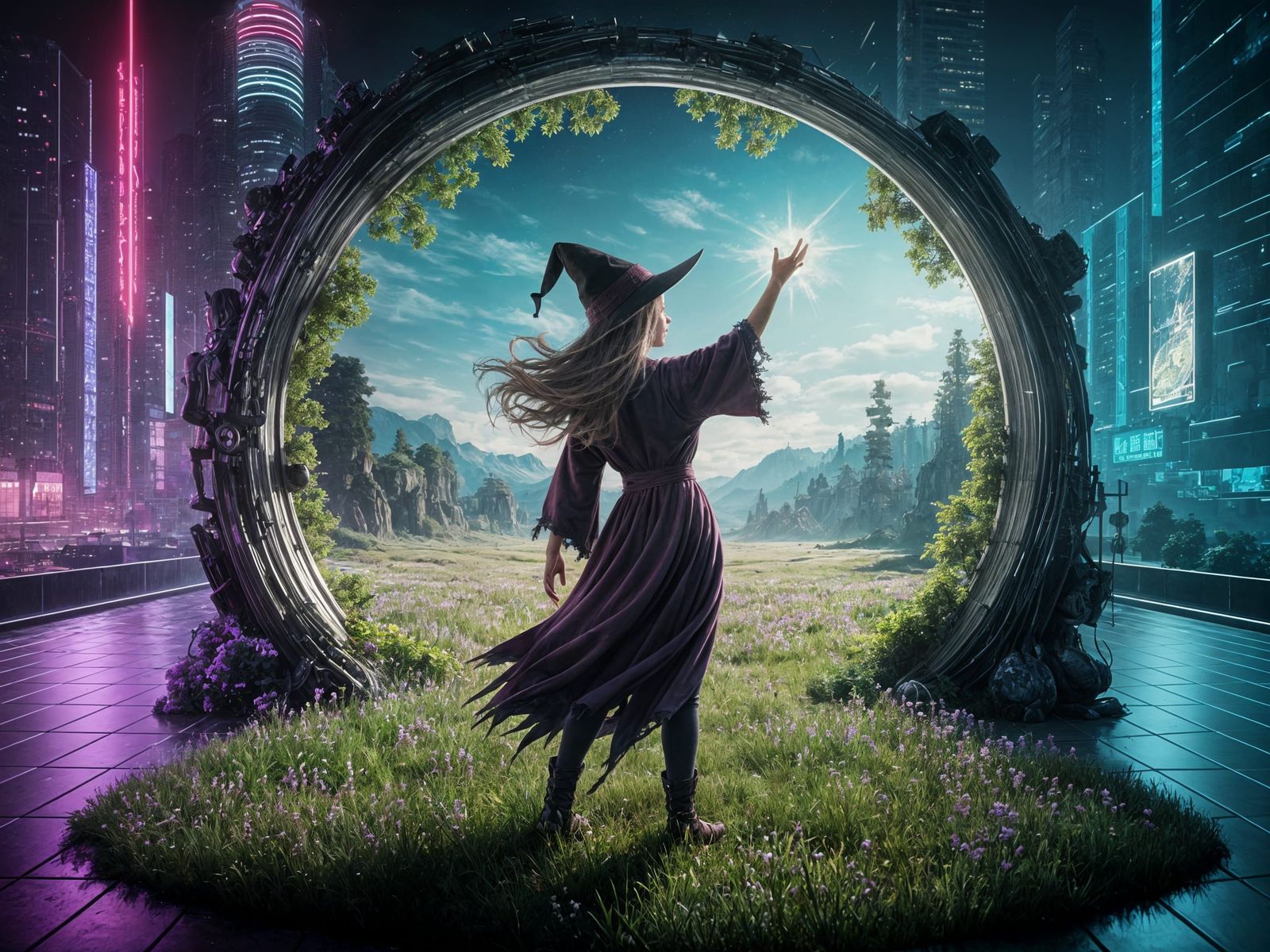 Teenage Witch Opens Portal in Cyberpunk City
