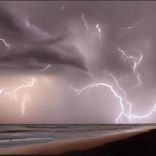 Epic Thunderstorm Over Beach: Digital Matte Painting