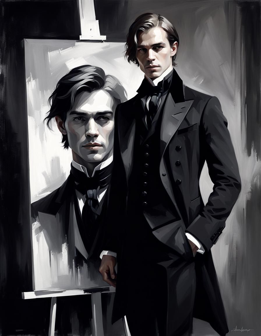 Ethereal Grayscale Portrait in Oil Painting Style