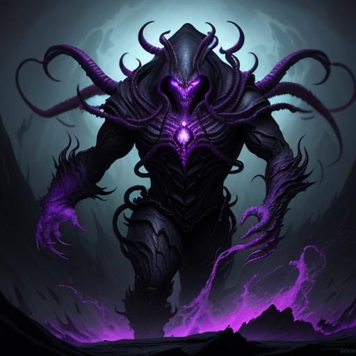 Towering Voidfiend Erupts in Dark Fantasy Painting