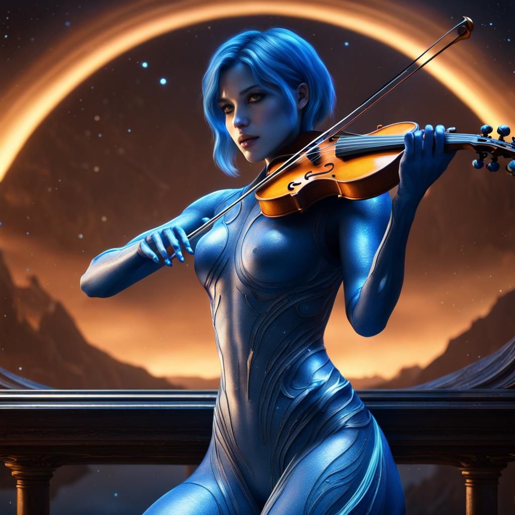 Cortana Plays Violin with Halo Ring: Matte Painting
