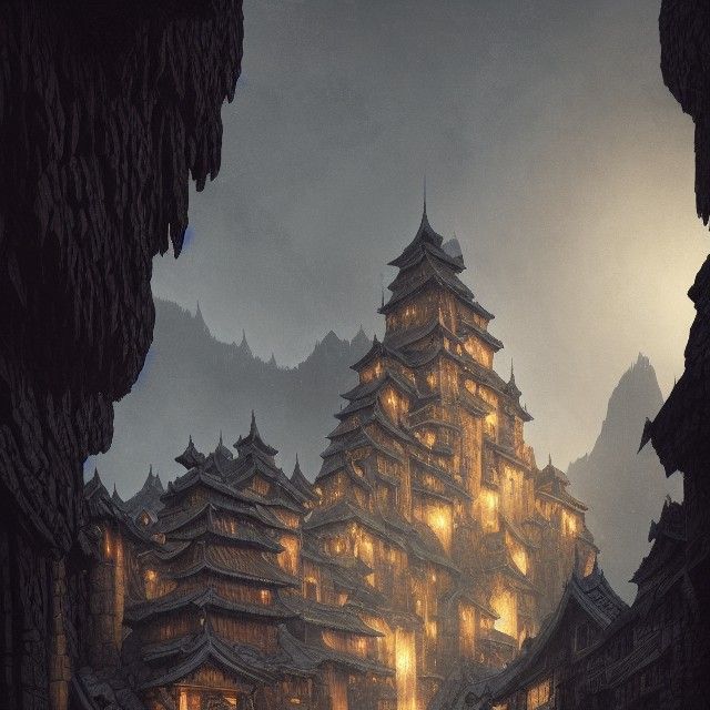 Epic Dwarven Fortress Carved in Black Stone