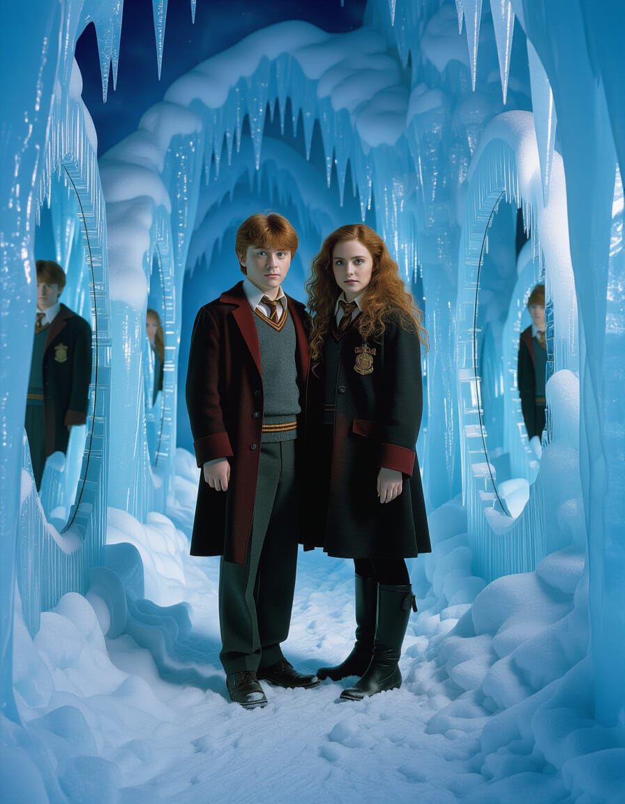 Ron and Hermione in Icy Christmas Wonderland