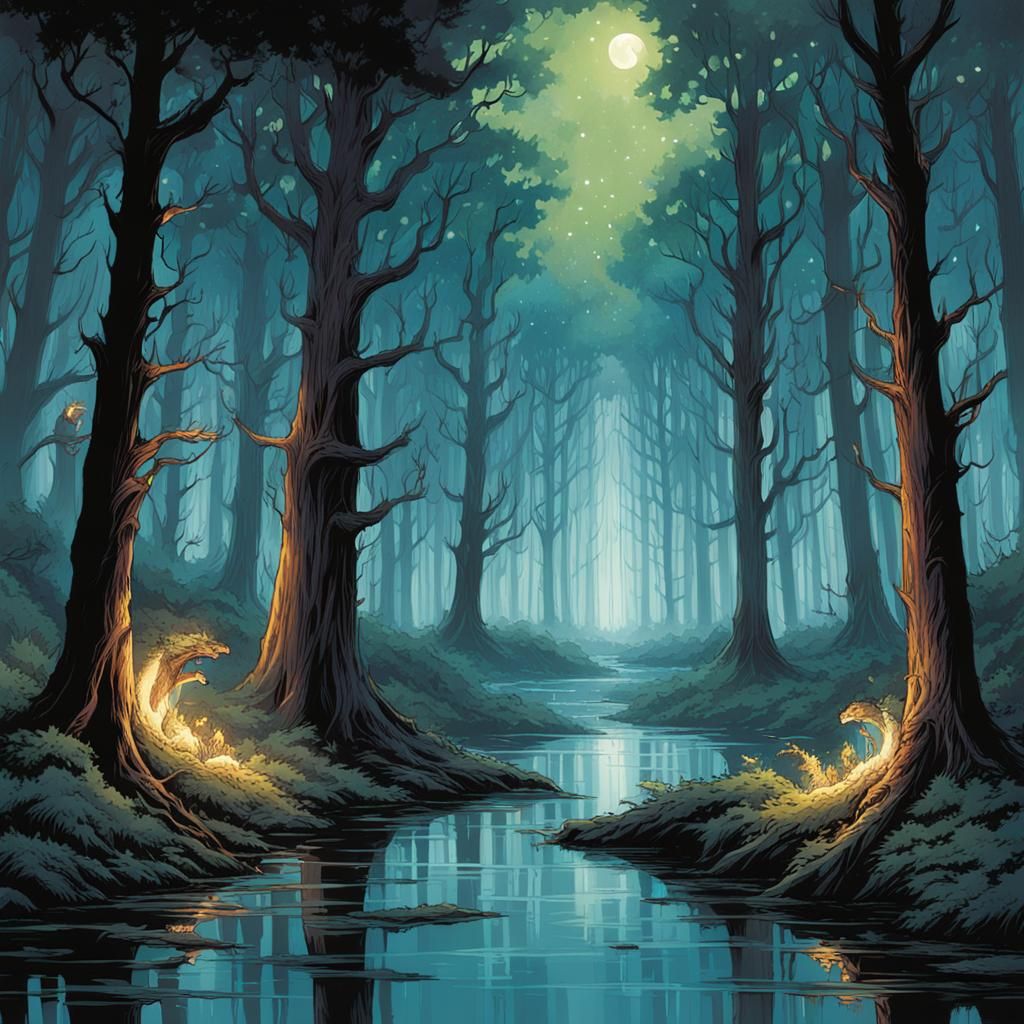 Enchanted Forest: Whispering Wisps Dreamscape