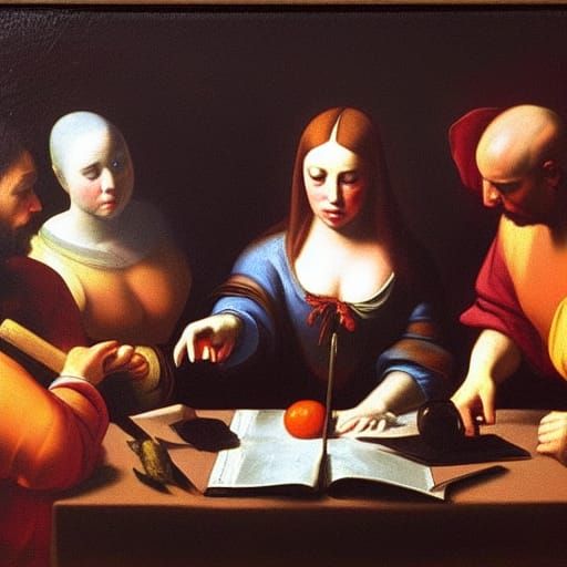 Renaissance Chiaroscuro Oil Painting Masterpiece