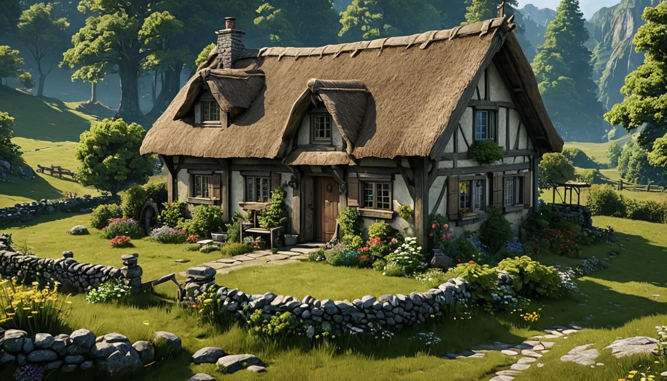 Sci-Fi Fantasy Cottage: Detailed Digital Rendering