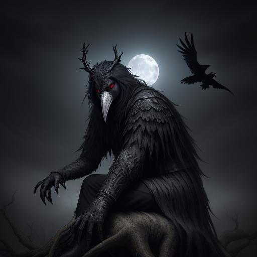 Eerie Close-Up of Odin's Ravens in Digital Painting