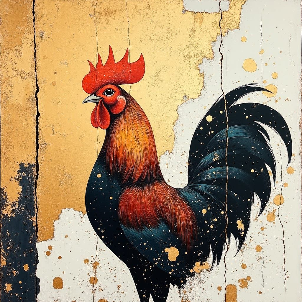 Golden Rooster Statue Radiates Elegance