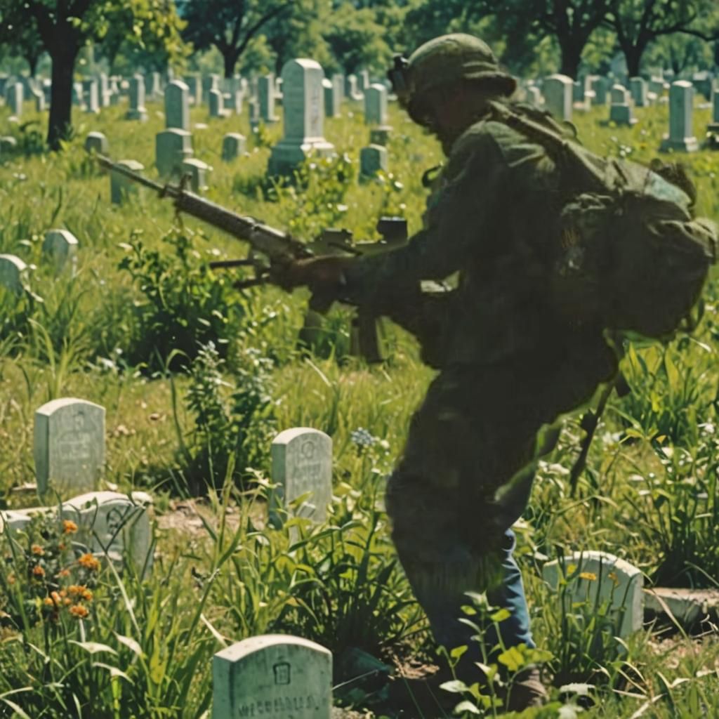 U.S. Soldier in Blue Uniform with M-16
