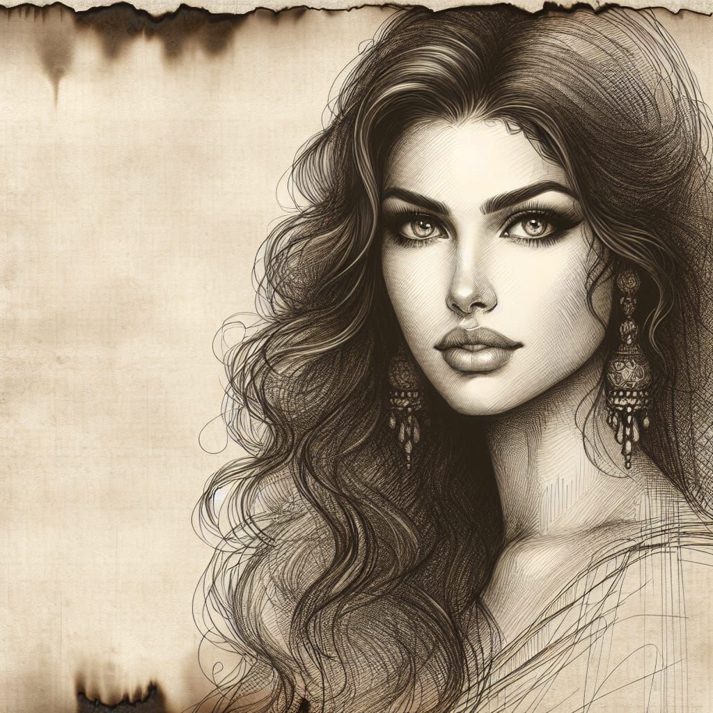 Vintage Sepia Portrait of a Middle-Eastern Woman