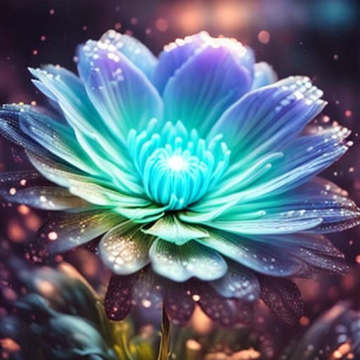 Bioluminescent Glass Lilies in Ethereal Meadow