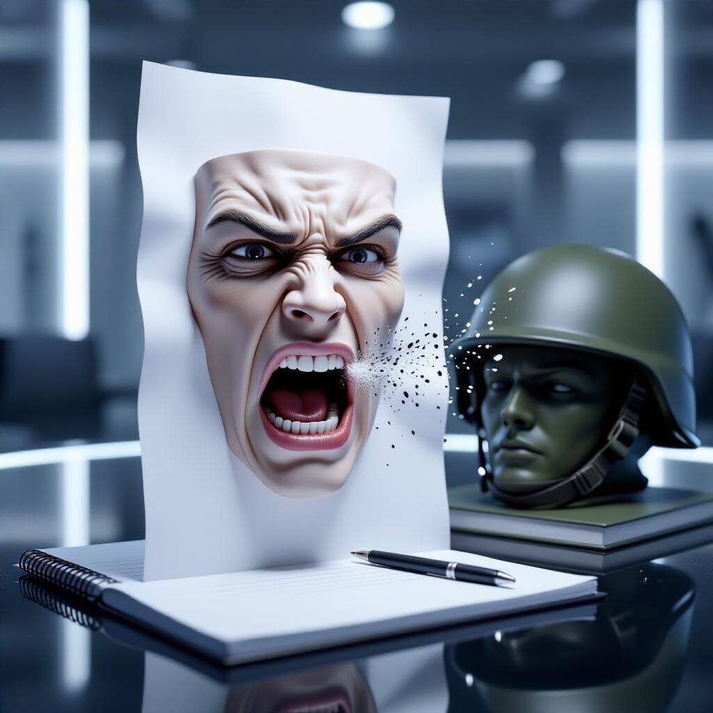 Na staklenom modernom stolu stoji uspravljeni papir i na nje...