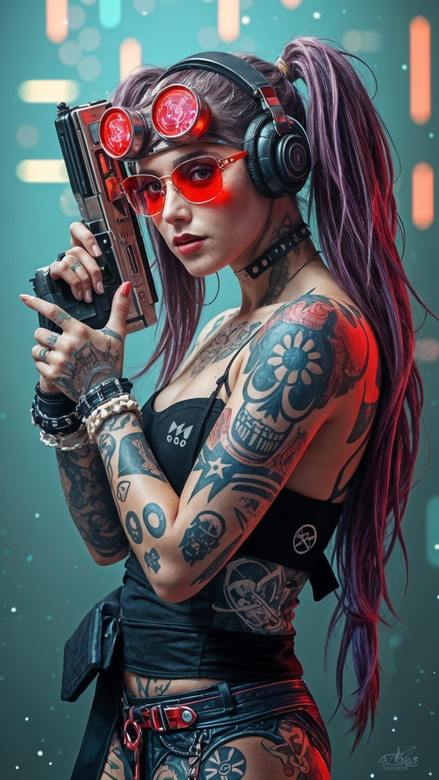 Retrofuturistic Space Pirate Queen in Nuclearpunk Style