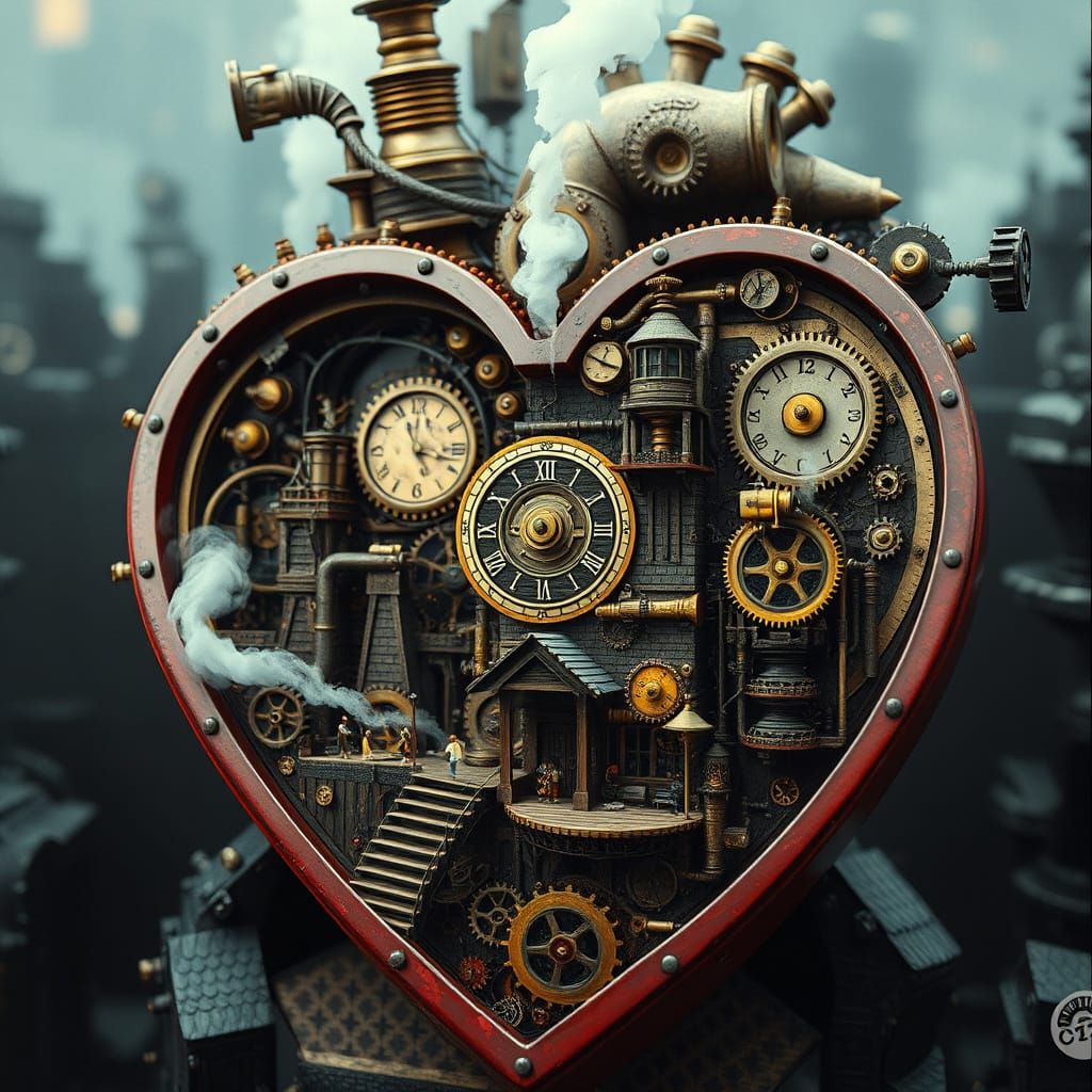 Steampunk City Inside Clockwork Heart: Gritty Engineering Ma...