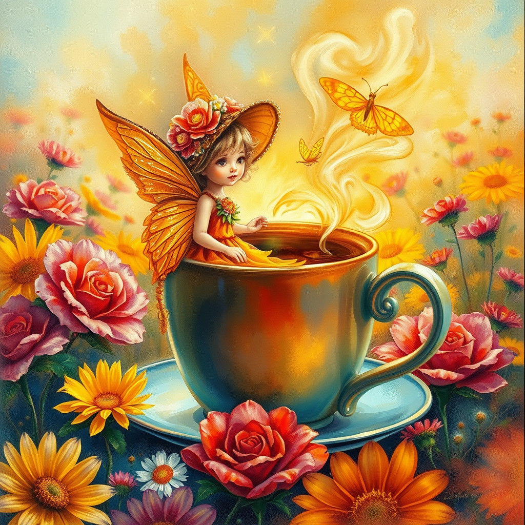 Enchanting Fairy in Magical Forest, 3D Alcohol Ink Art