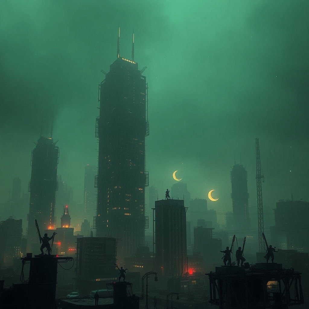 Post-Apocalyptic Cityscape in Haunting Gritty Style