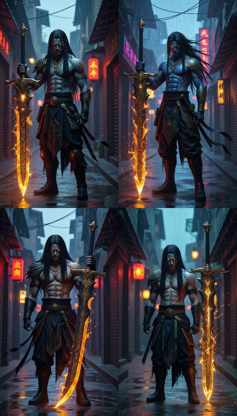 Apocalyptic Villain in Neon Alley