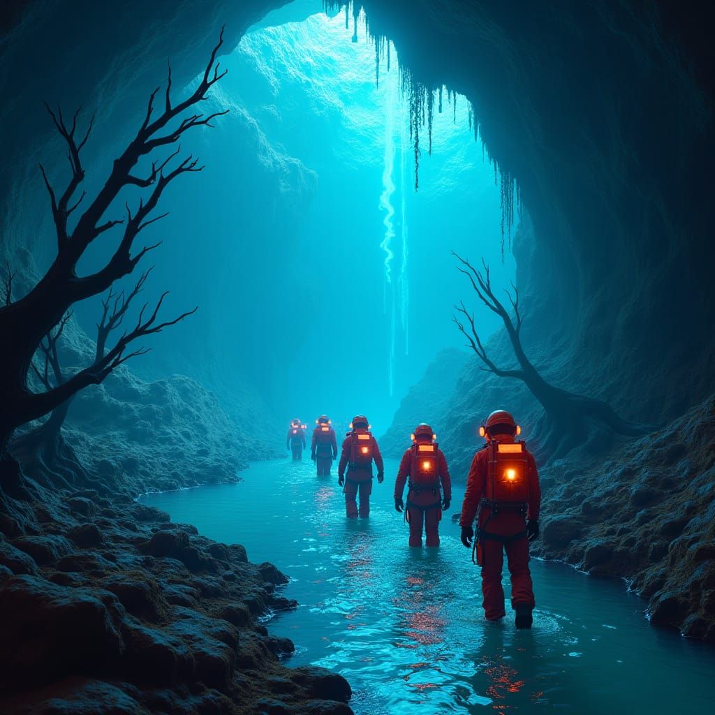 Hydrogeological Rescue Team in Crystalline Cavern