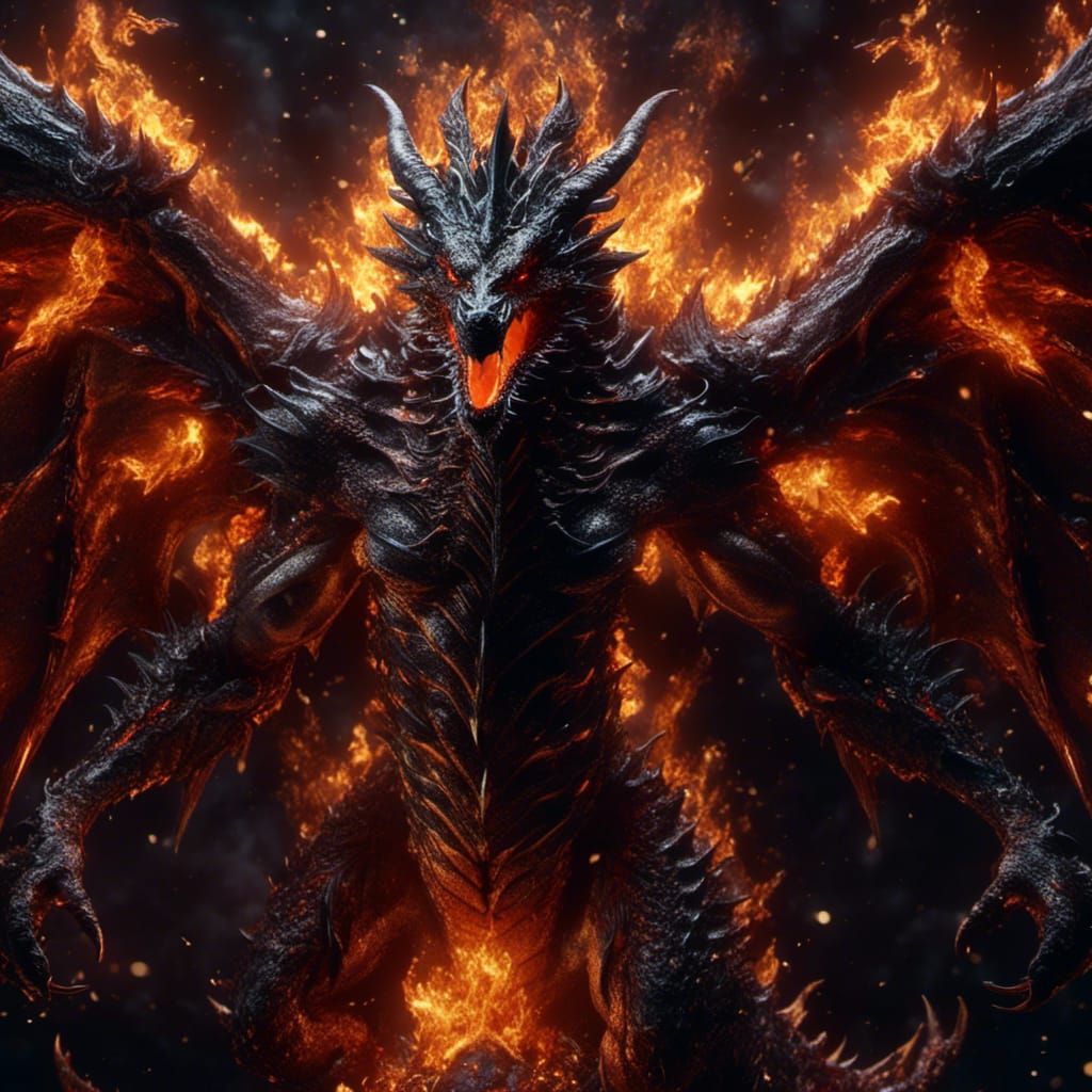 Fiery Dragon with Glittering Scales in Photorealistic CGI