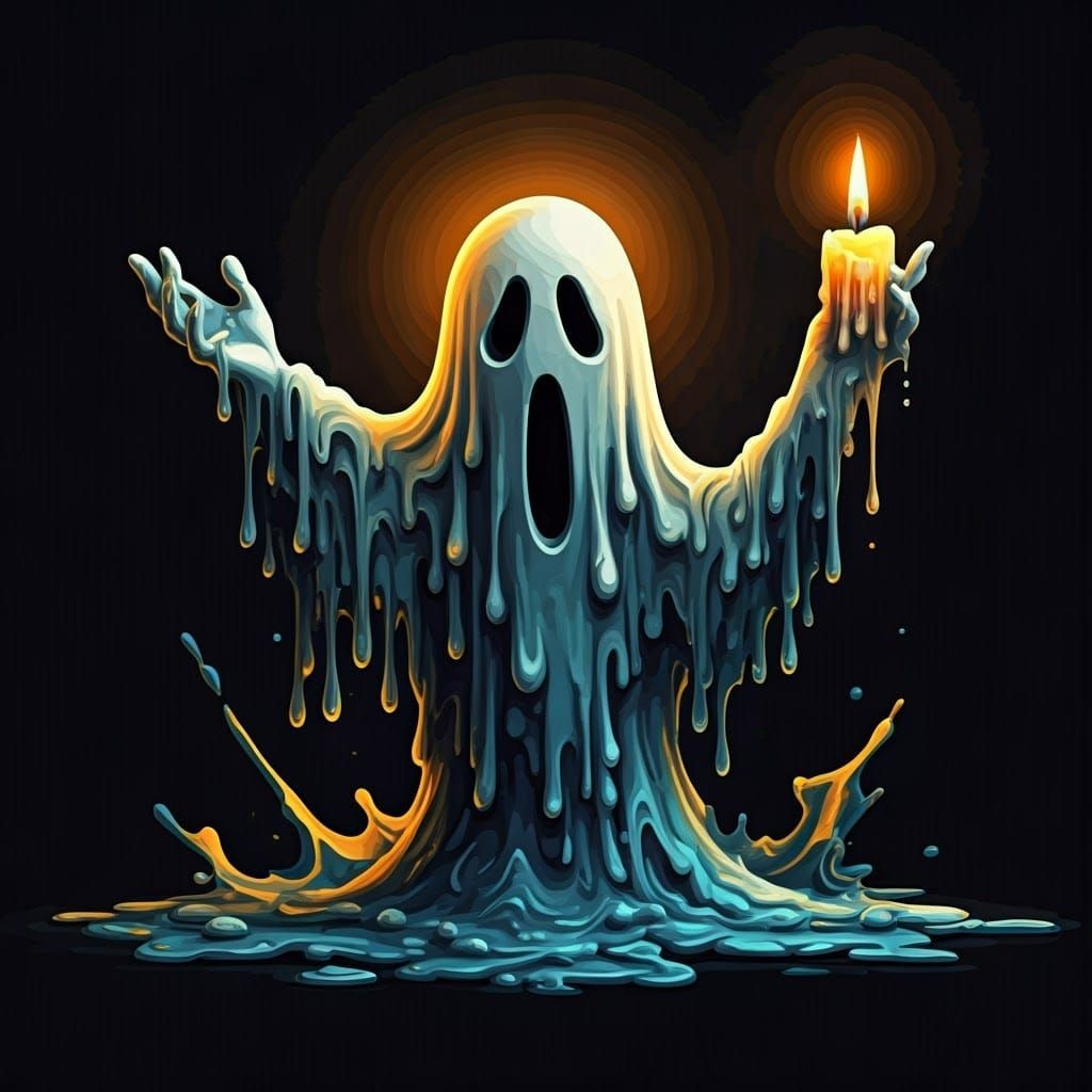 Vibrant Melting Candle in Graffiti Style