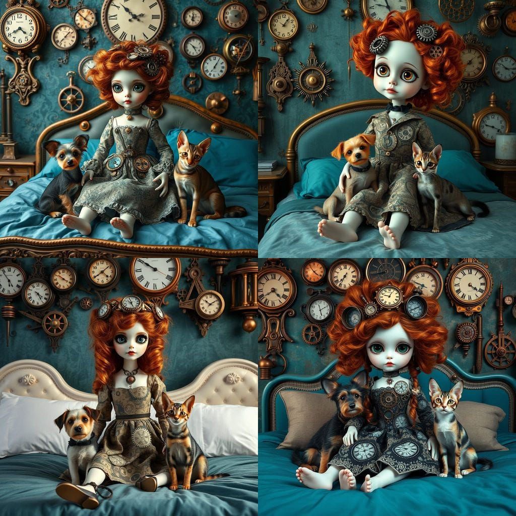Steampunk Porcelain Doll with Mechanical Gear