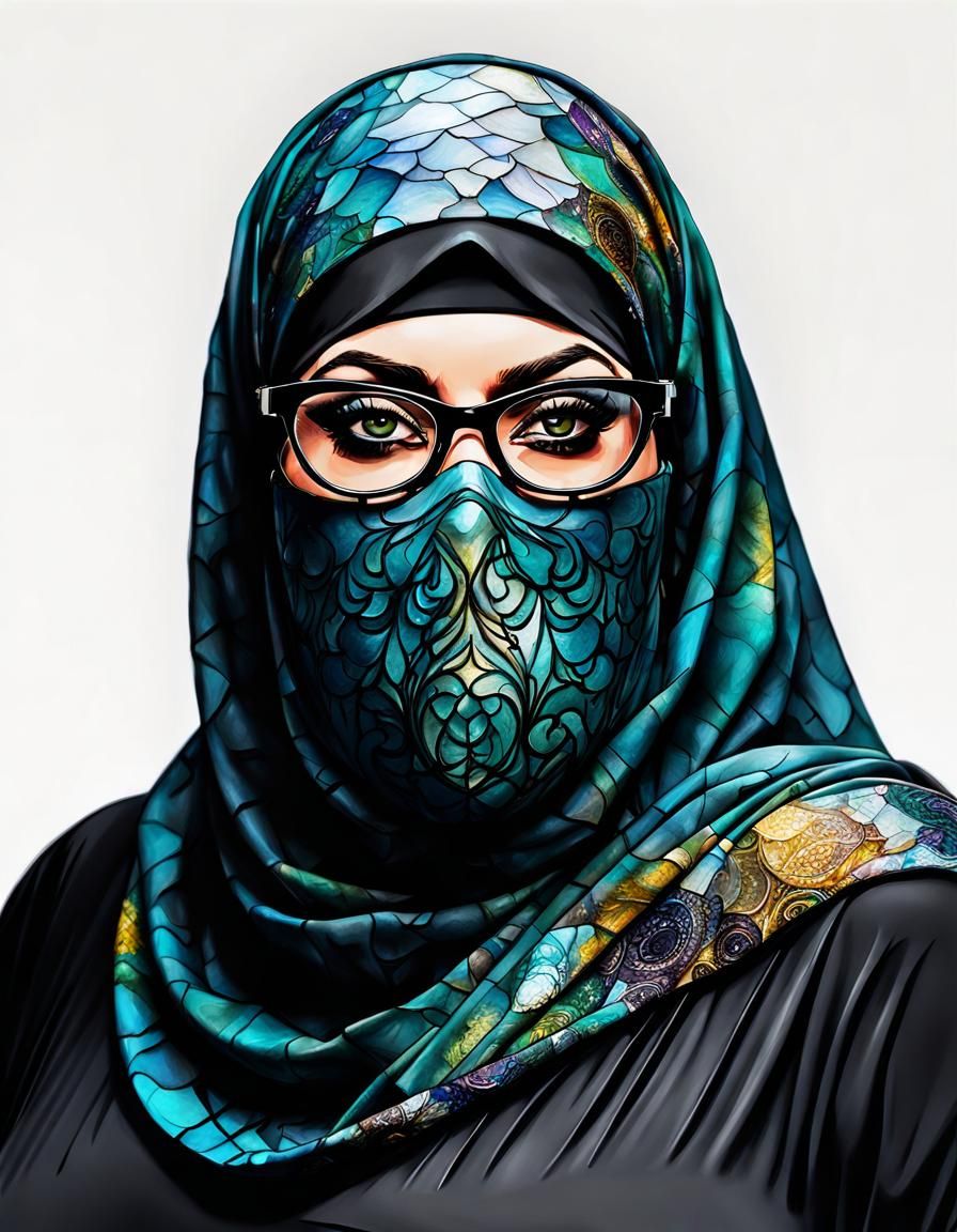 Colorful Pop Art Portrait of a Woman in Niqab