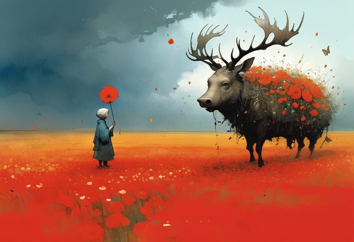 Anthropomorphic Flowers in Surrealist Style