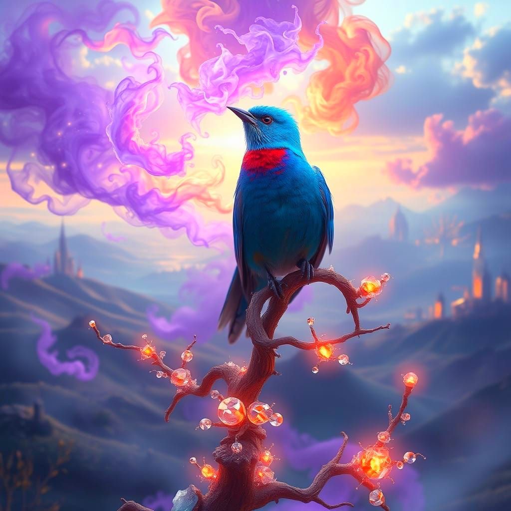 Ethereal Blue Bird Shifts Dimensions in Vibrant, Dreamlike L...