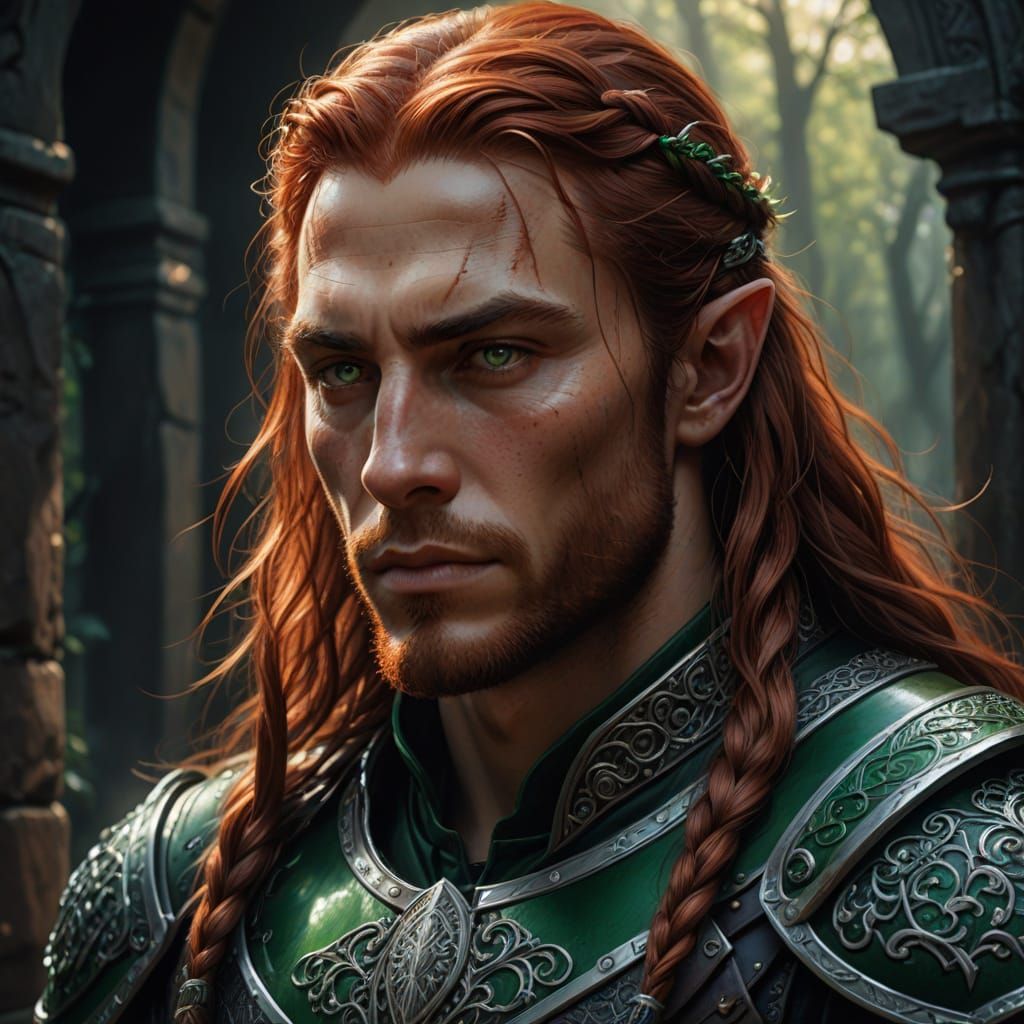 Half Elf Warrior in Vibrant Black Leather Armor