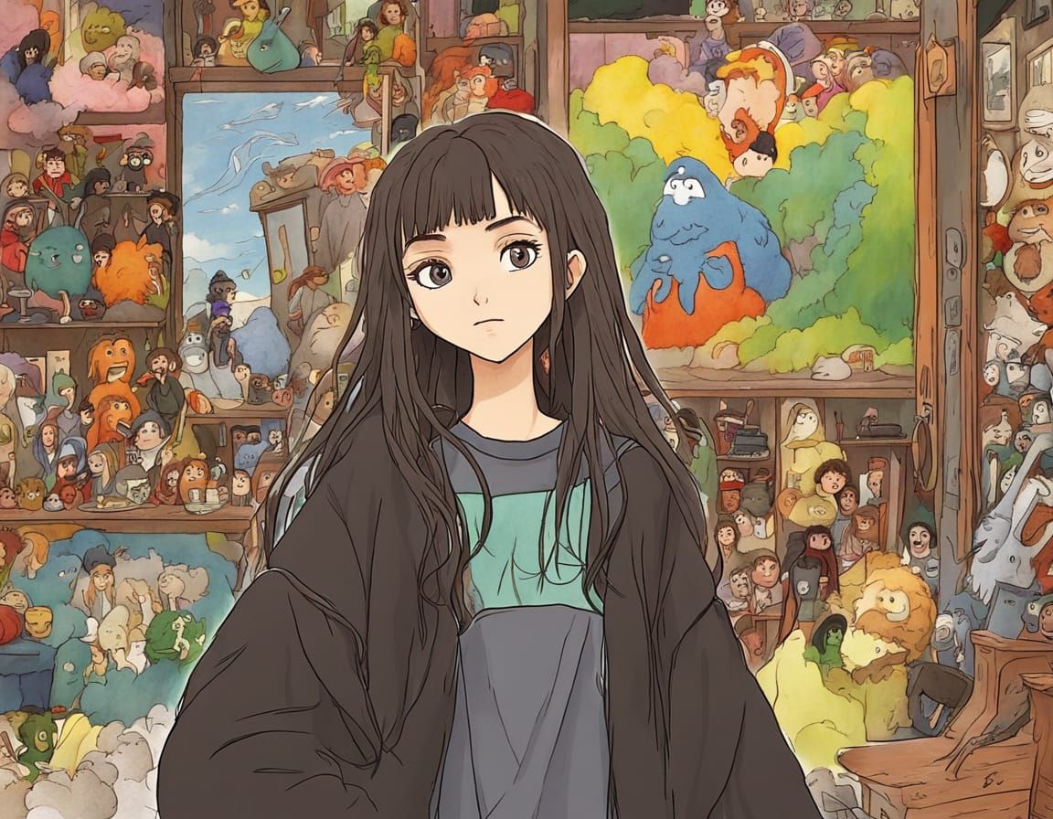 Ghibli-Inspired Portrait of a Young Singer in a Whimsical Fo...