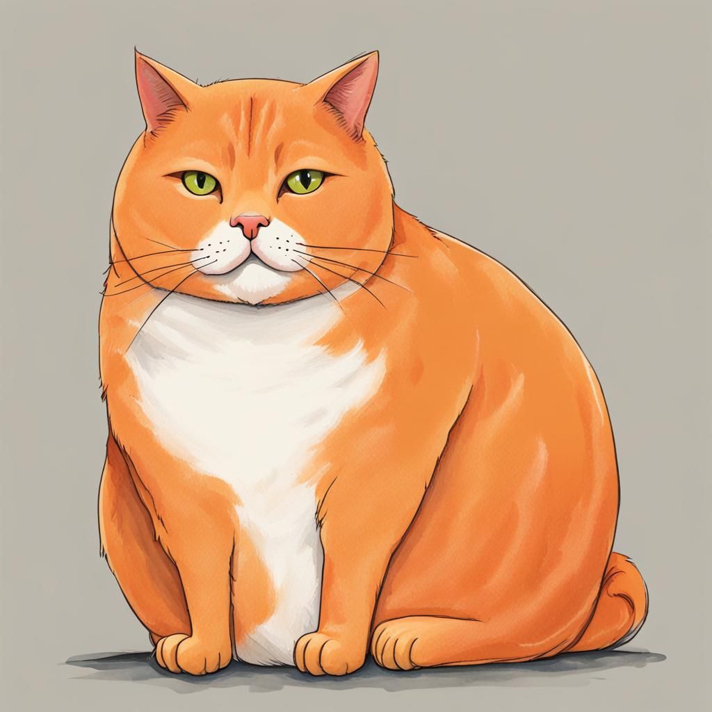 Fat Orange Cat AI Generated Image