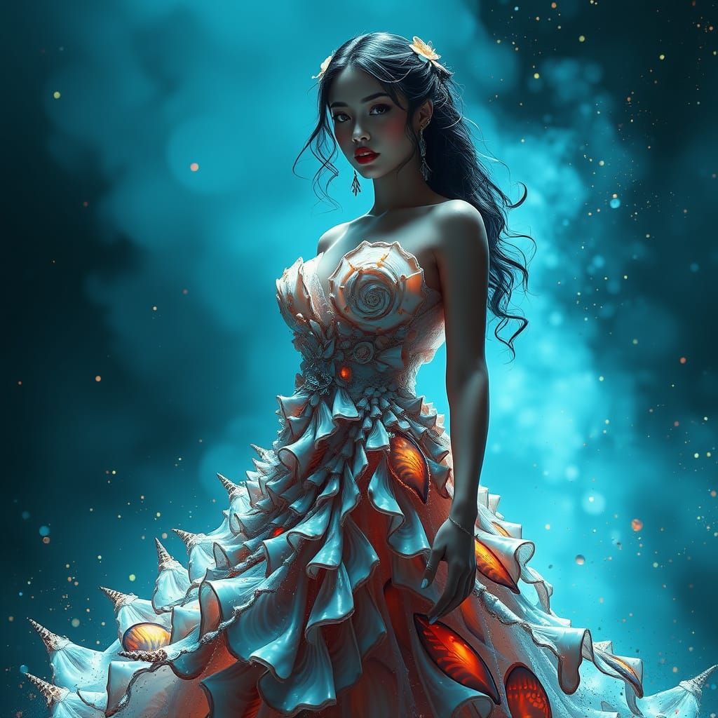 Ethereal Sea Shell Goddess in Triadic Colors