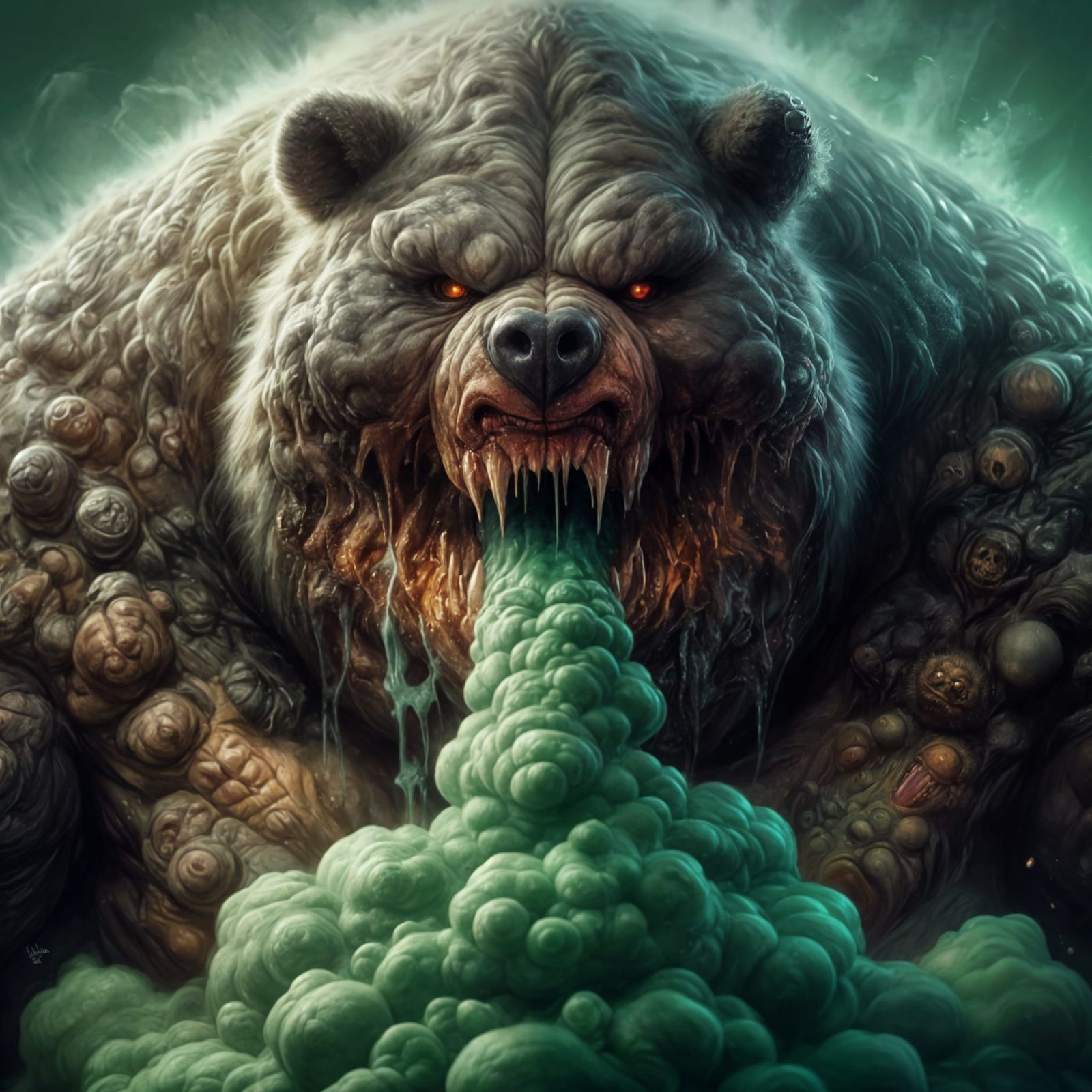 Monstrous Bear Creature Emitting Noxious Gas - Dark Fantasy ...