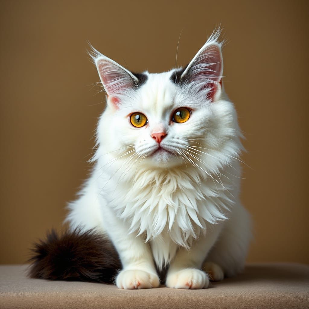 Regal Fluffy Cat in Luxurious Oil Painting Style