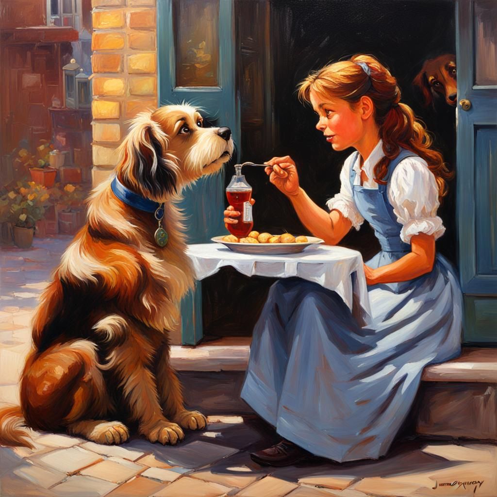 Lady and the Tramp: Oil Painting by Gurney