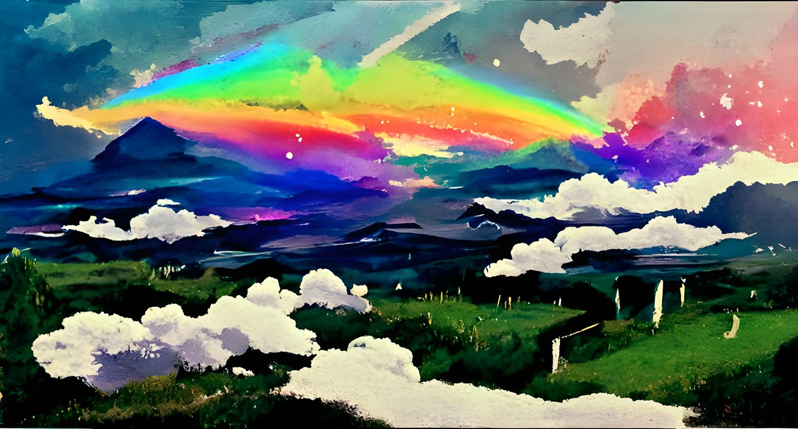 Magical Rainbow Landscape with Dreamy Pastel Colors