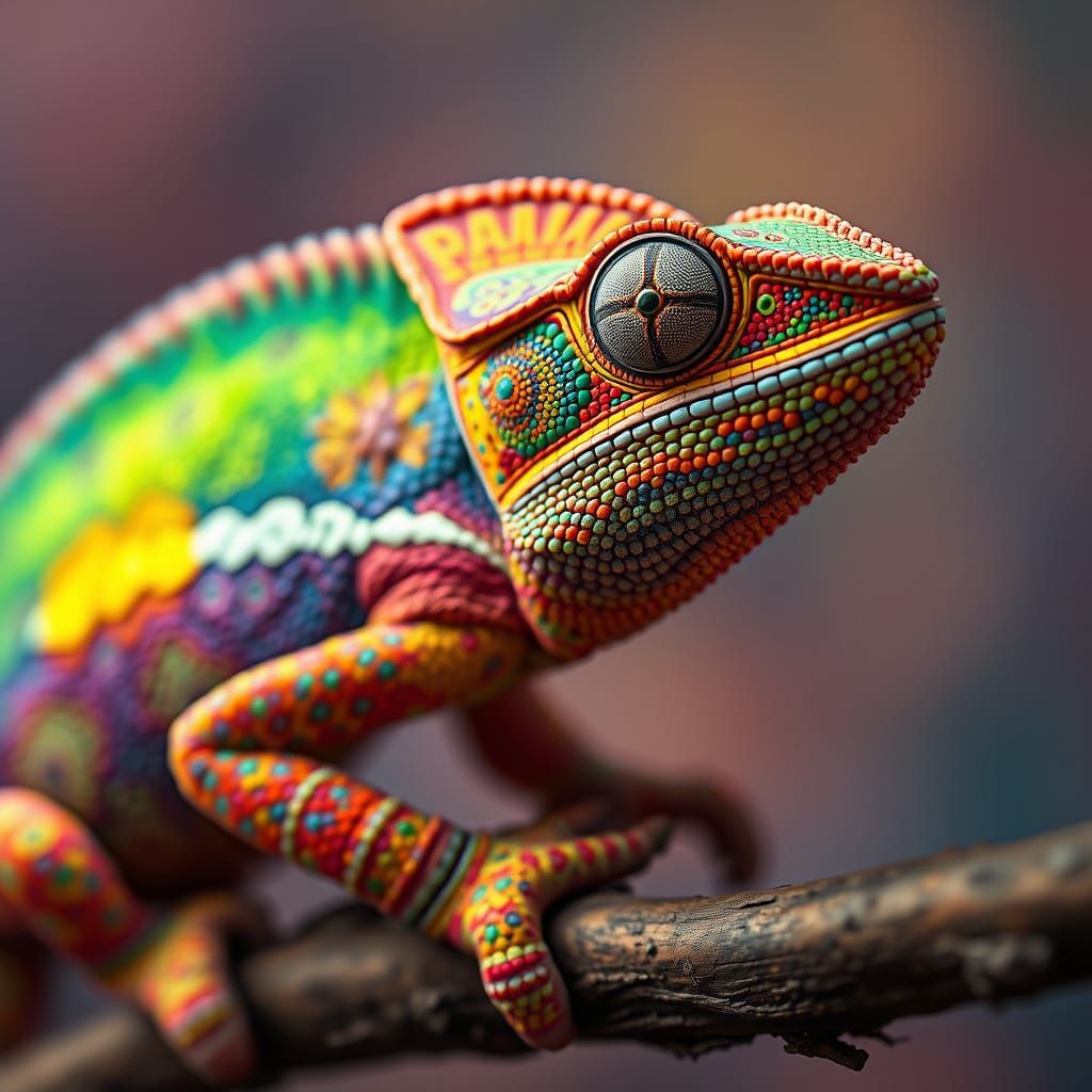 Vibrant Chameleon Macro-Photography in Unreal Engine 5 Style