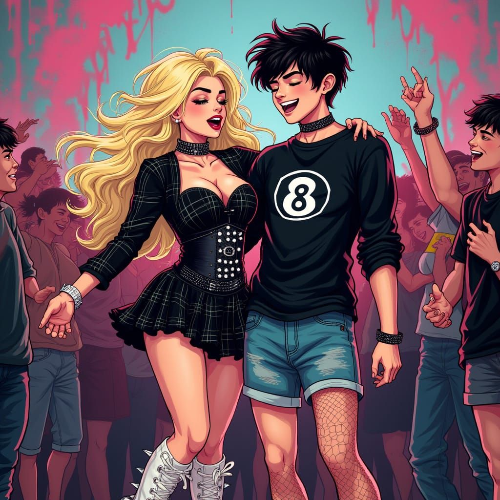 Punk Rock Duo in Vibrant Chaos