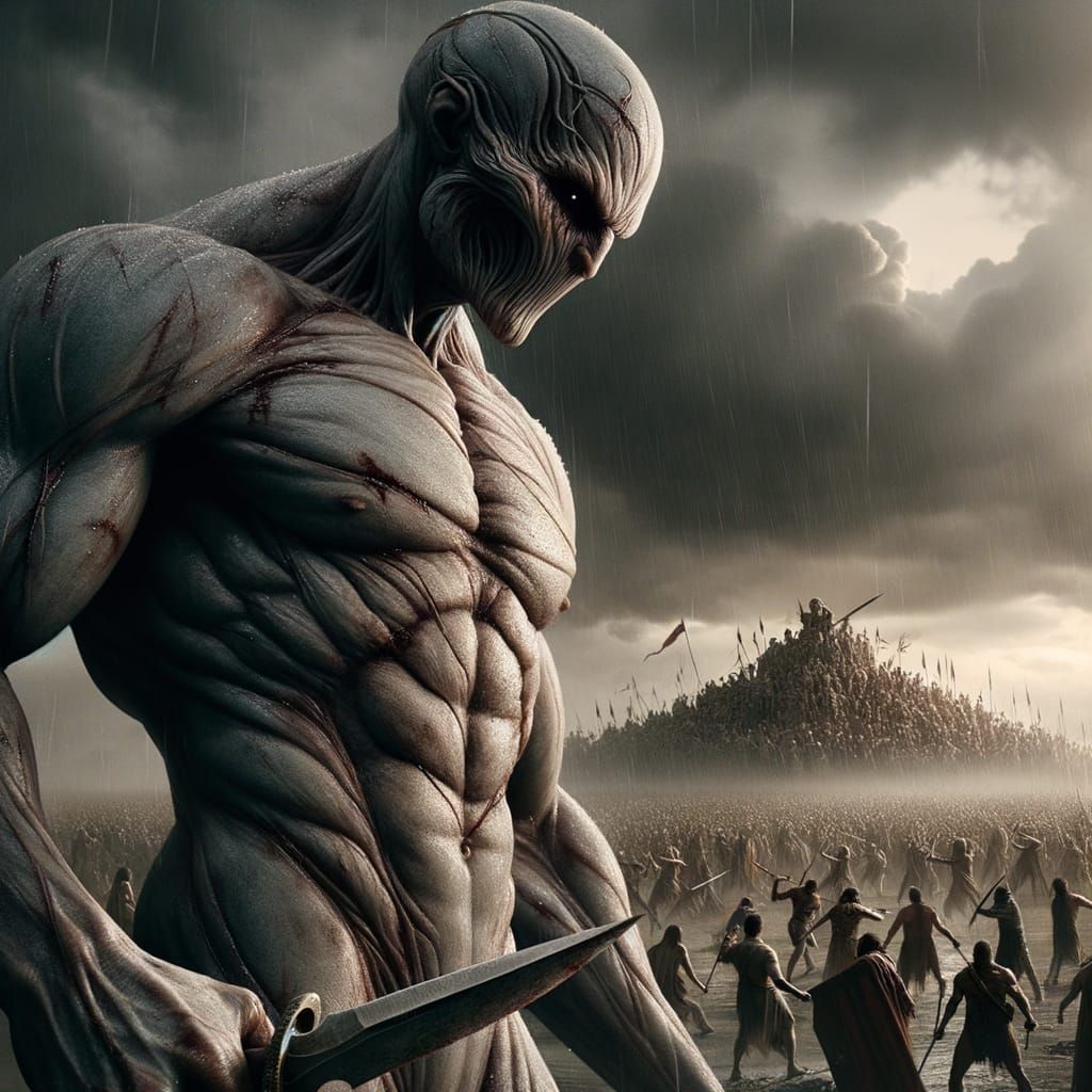 Muscular Monster Wields Dagger in Close-Up