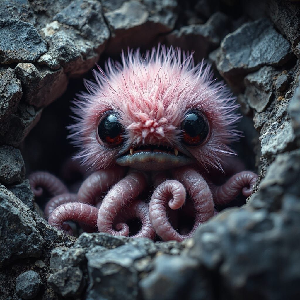Creepy Cute Pink Creature with Tentacles