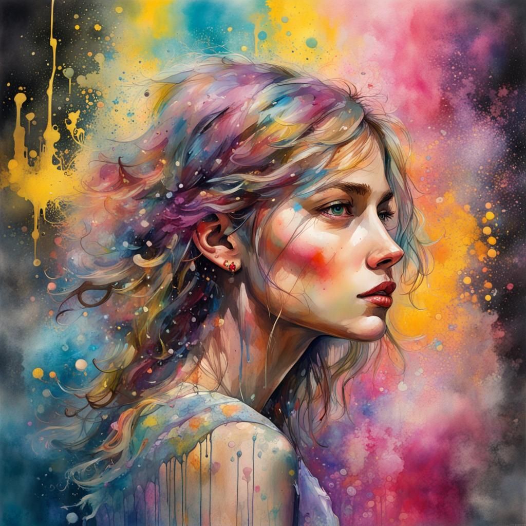 Colorful Polychromatic AI Masterpiece in Watercolor Style