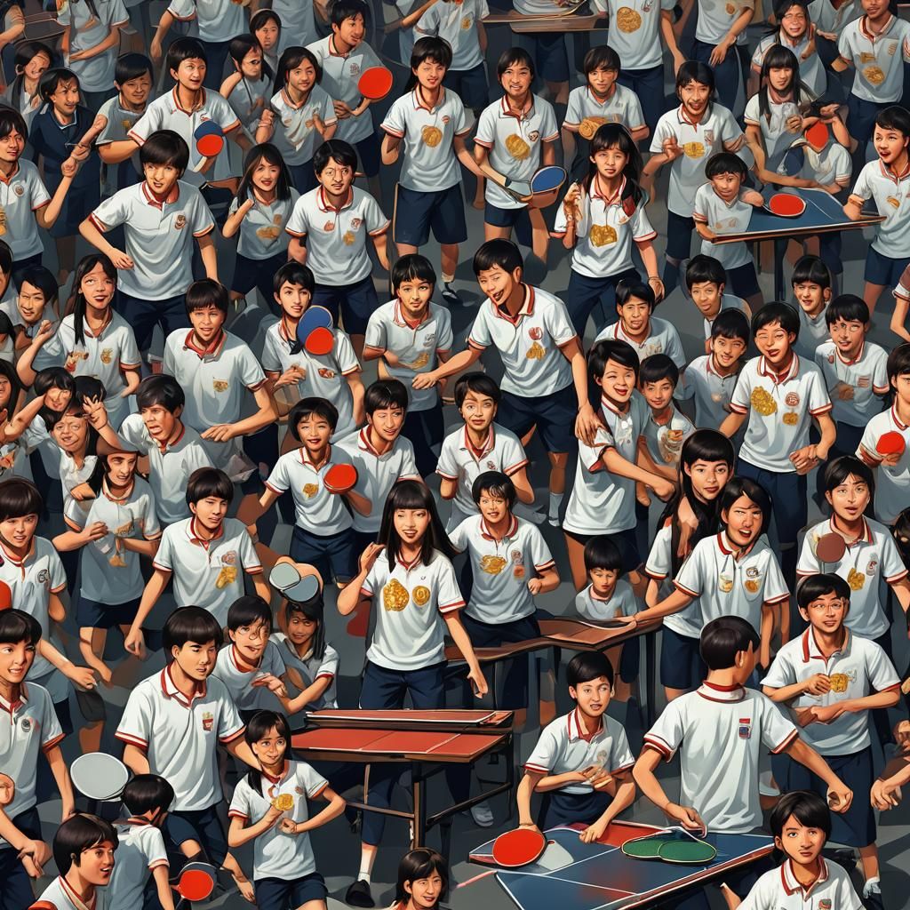 Children Playing Ping Pong at School Olympics