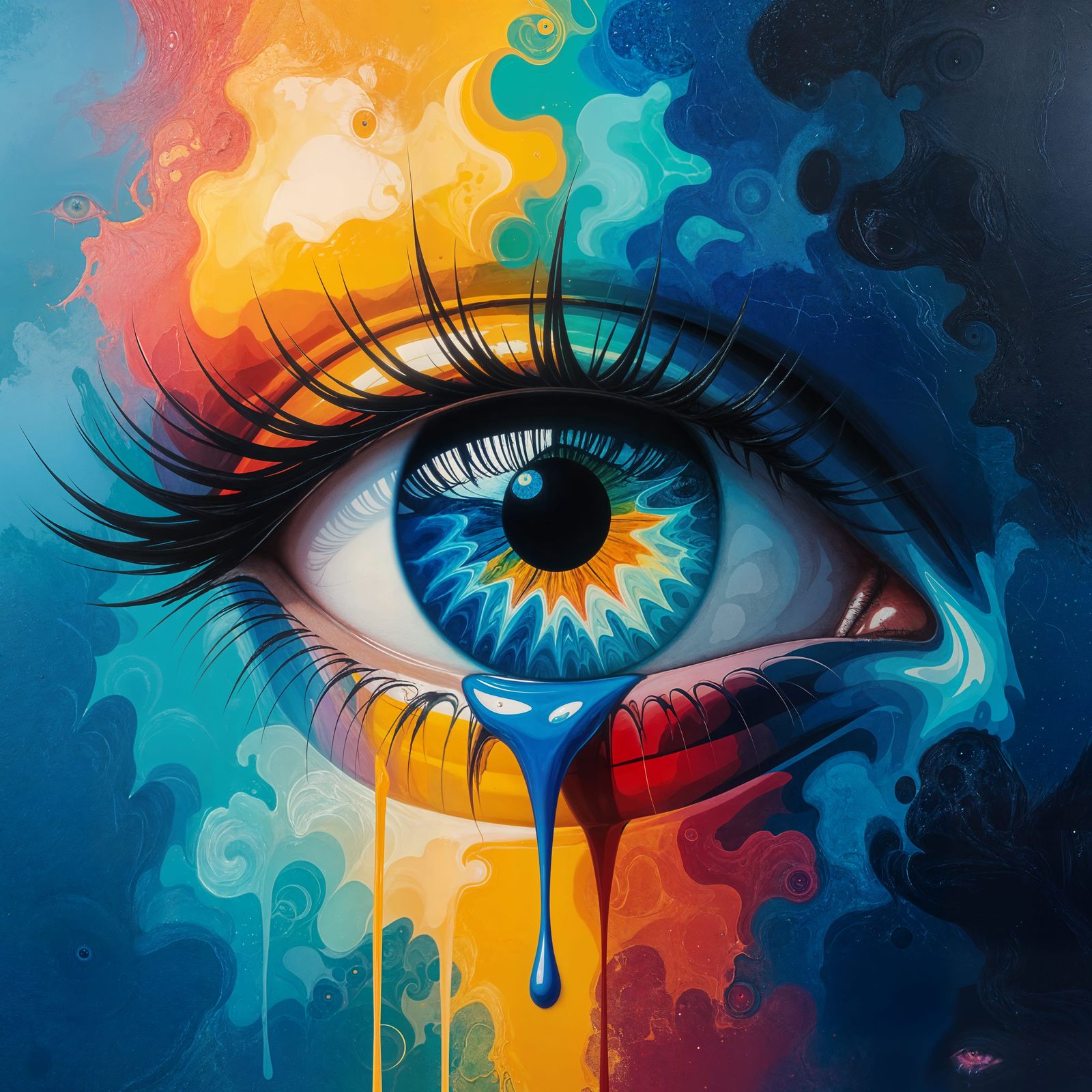 Abstract Eye Shedding Paint: Detailed Fantasy Art