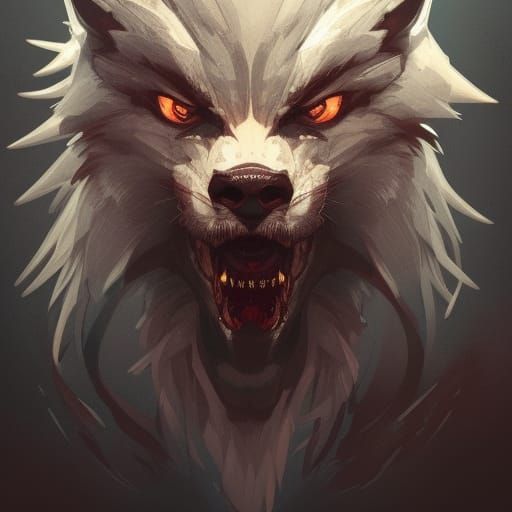 Chibi Werewolf Portrait in Hyperdetailed Concept Art
